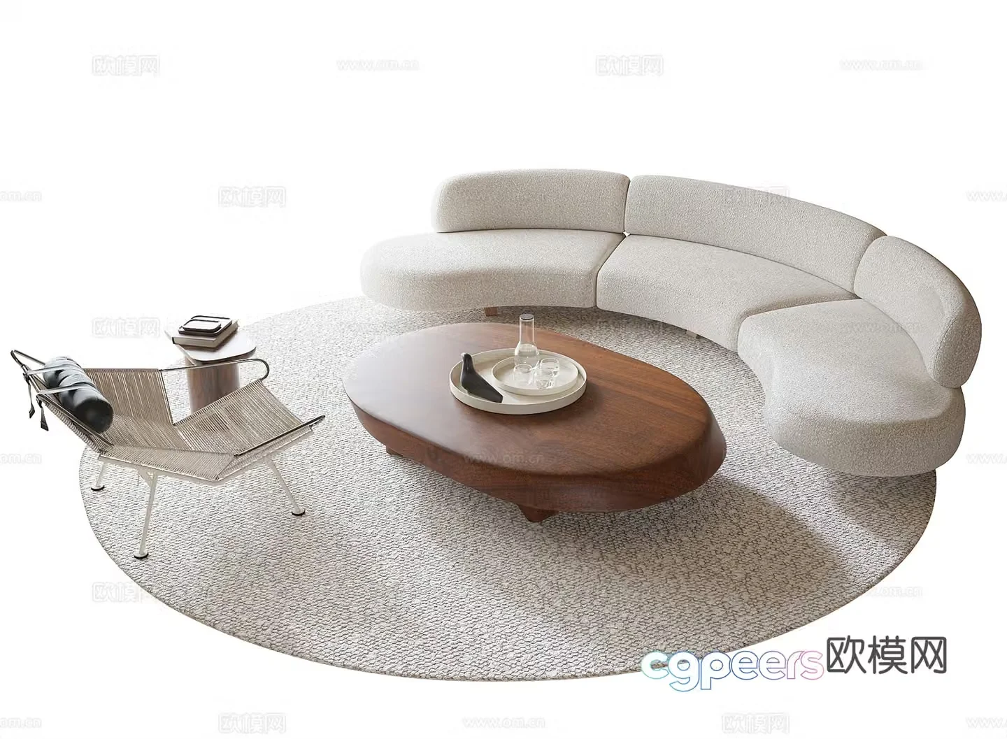 Modern sofa coffee table combination coffee table leisure chair curved sofa 3d model