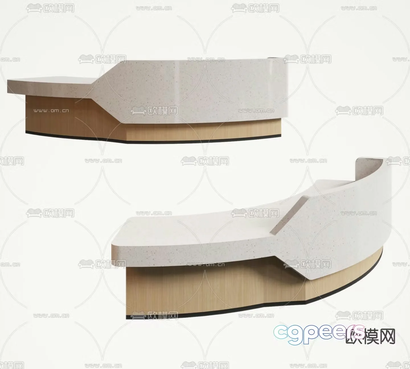 Curved front desk reception desk service desk 3d model
