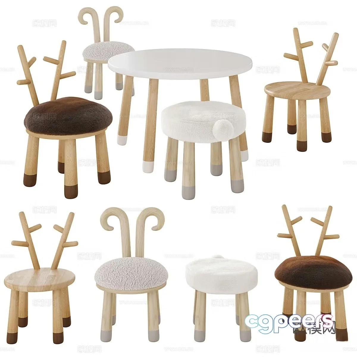 Modern children’s table and chair 3d model