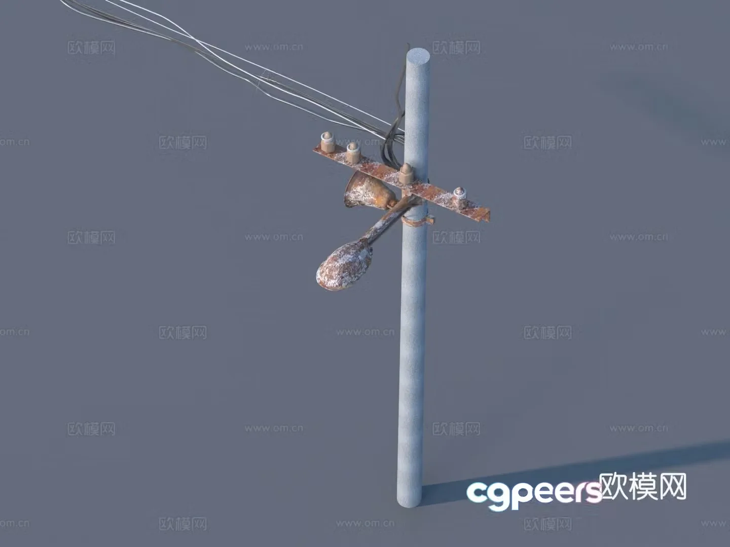 Street lights telephone poles horn 3d model