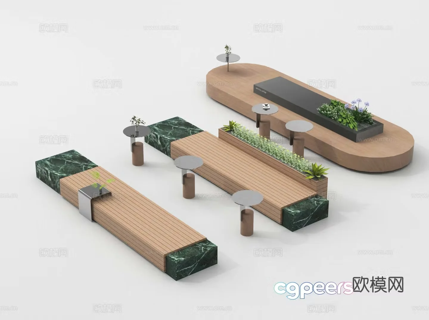 Outdoor chairs Park seats Public seats Landscape seats 3d model