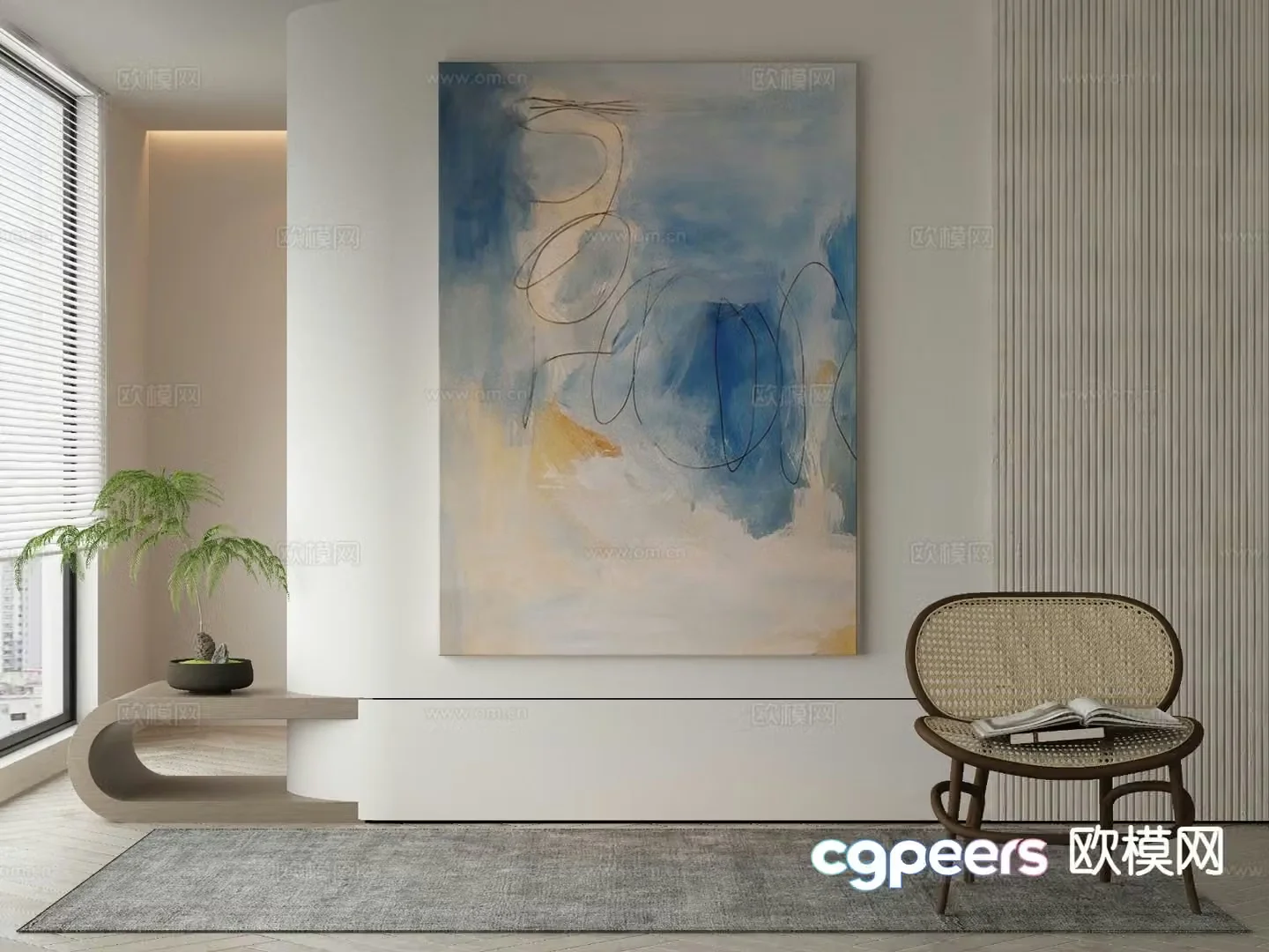 Modern decorative painting gradient hanging painting 3d model