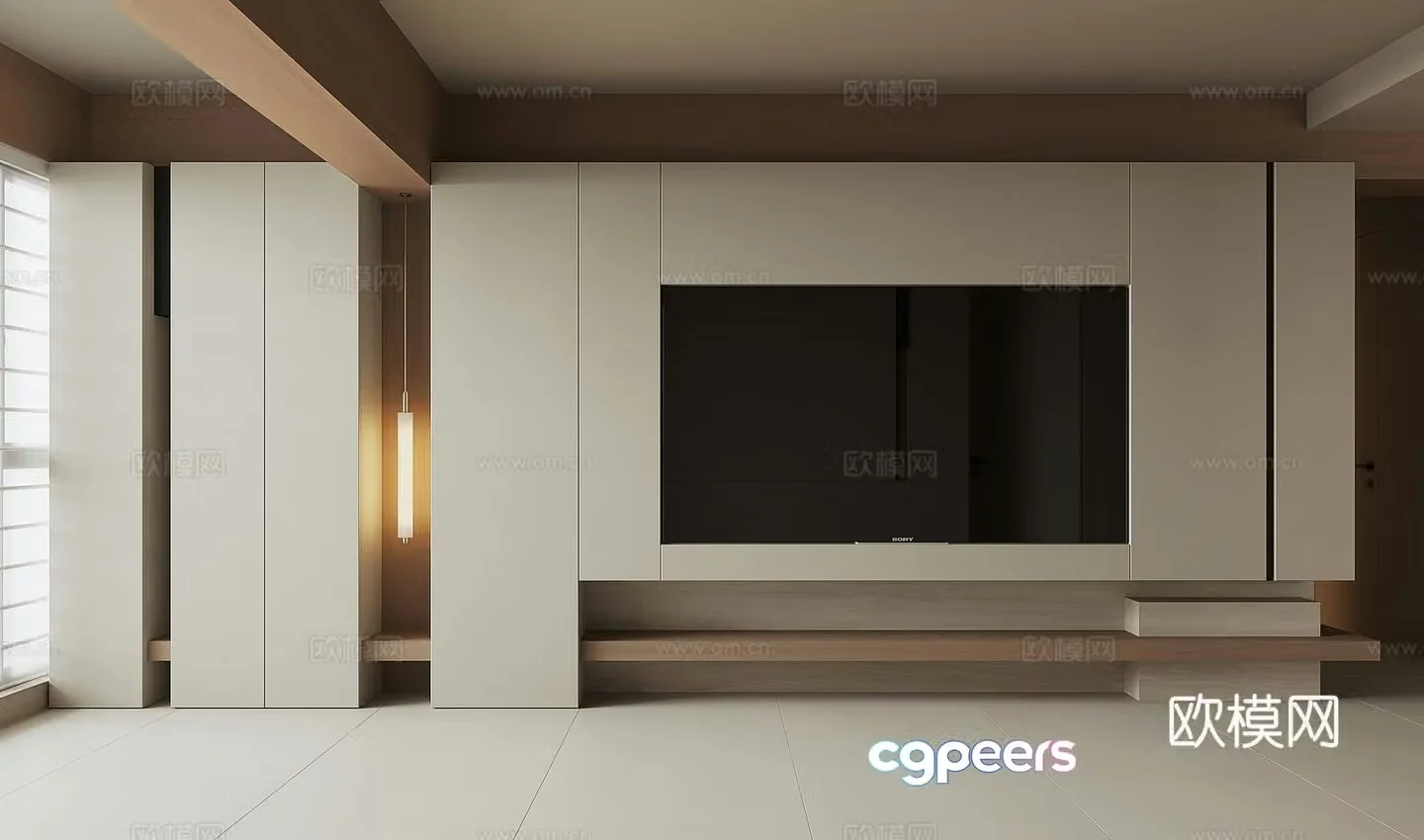 Modern TV background wall 3d model