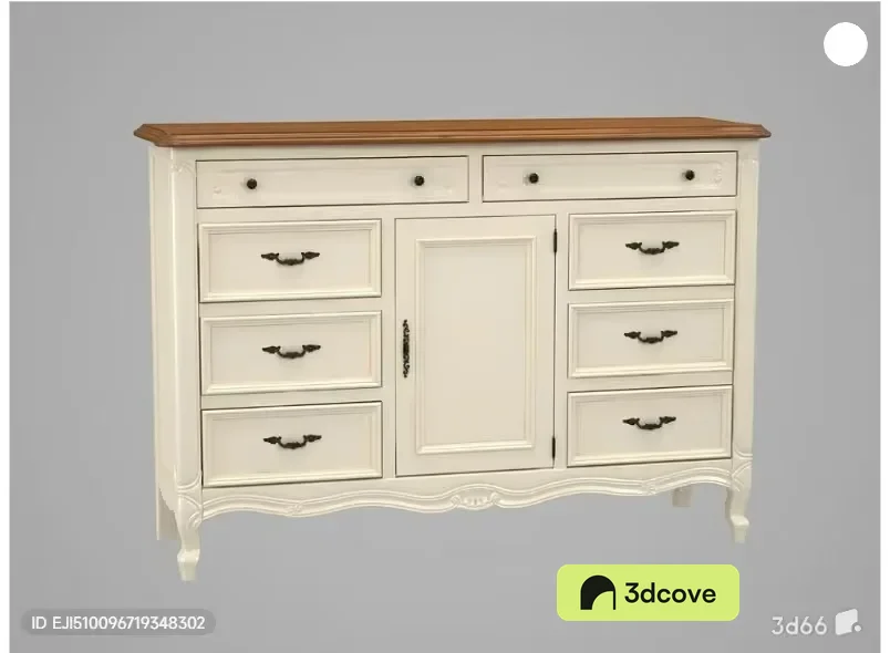 A White Dresser With A Brown Top