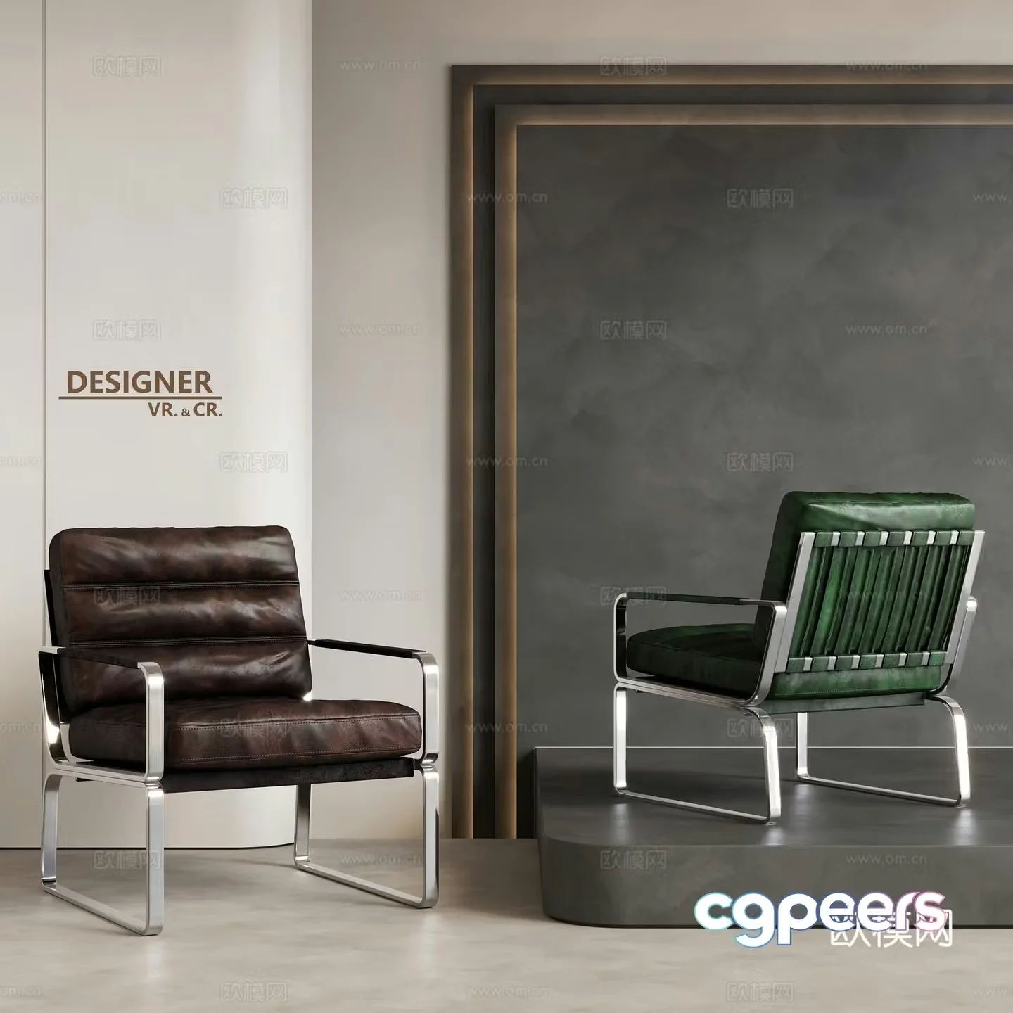 Modern leisure chair leather chair 3d model