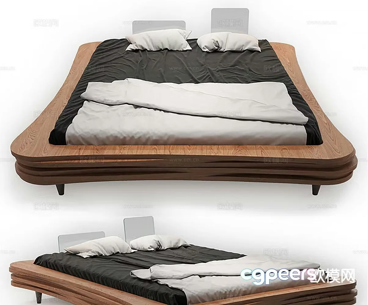 Suspended bed double bed 3d model