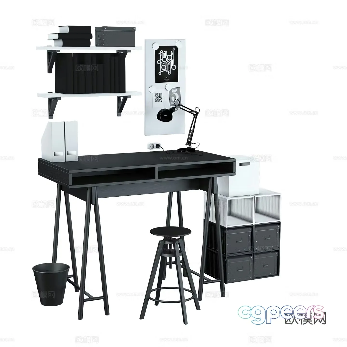 Modern desk 3d model