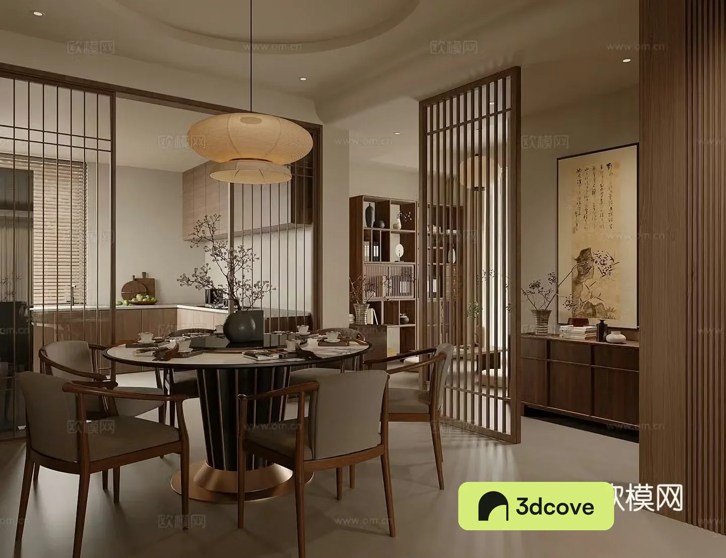 New Chinese Zen Home Restaurant Chinese Restaurant Song-style Aesthetic Restaurant Solid Wood Dining Table and Chair