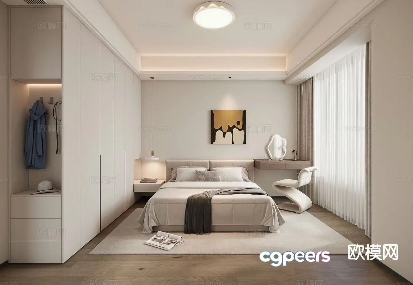 Cream style bedroom master room 3d model