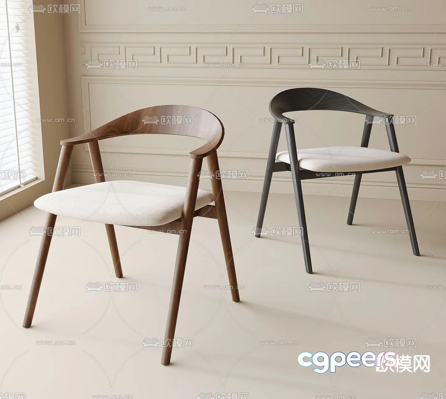 Modern dining chair single chair chair 3d model