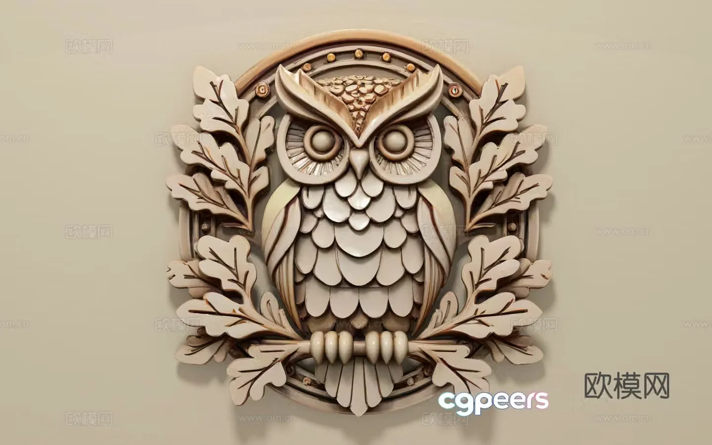 Owl relief decoration Sculpture carving Animal relief Wall decoration Pendant decoration Beauty 3D model