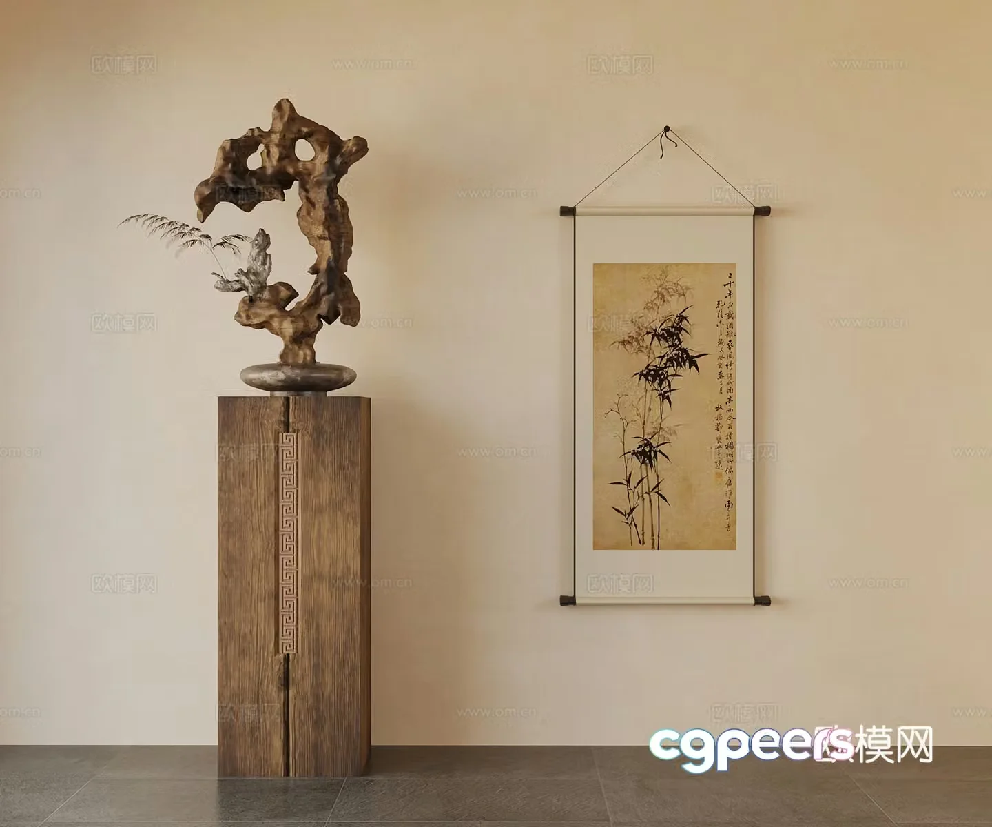30 new Chinese sculptures 3D model of hanging paintings