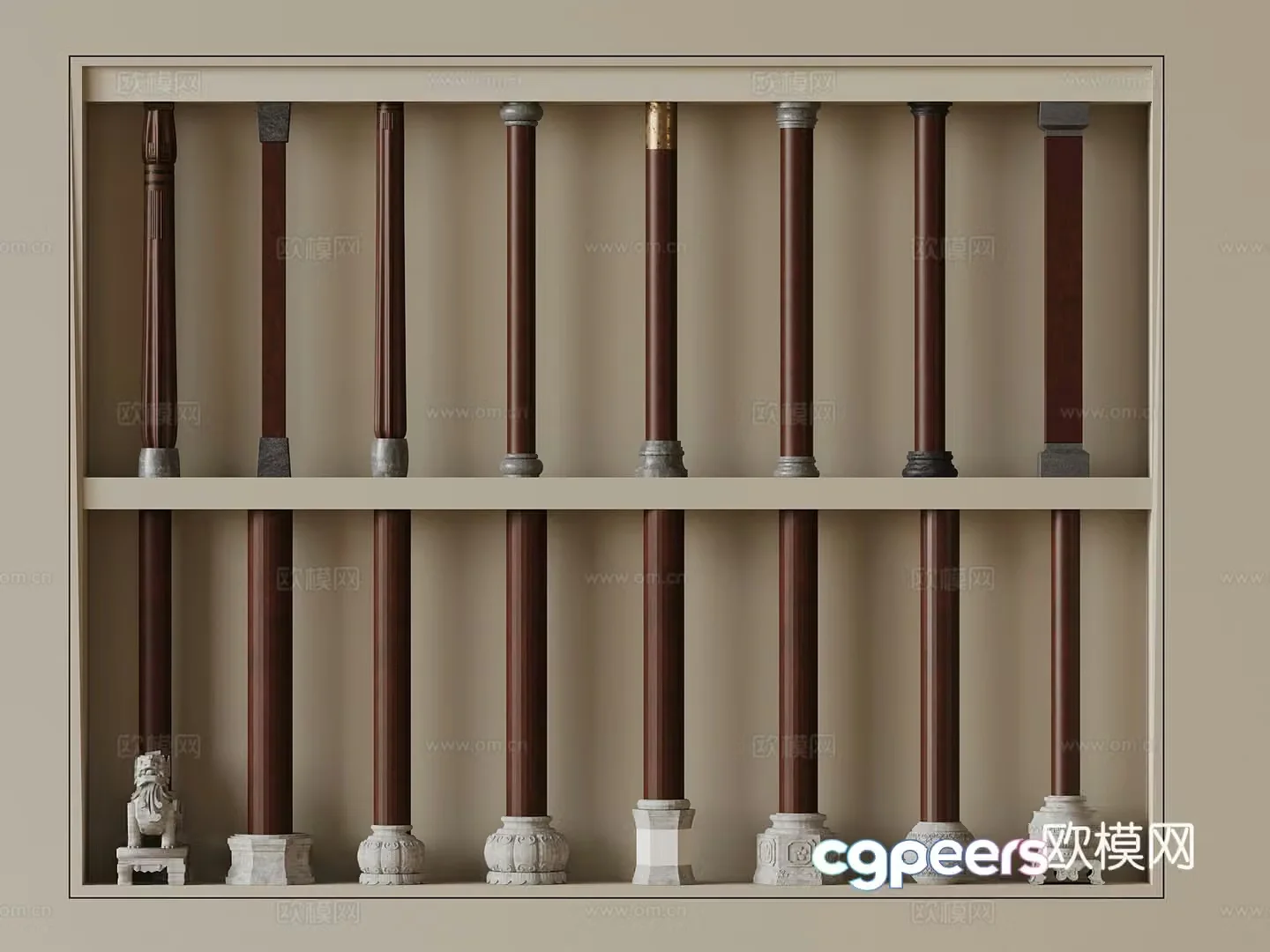 Columns New Chinese-style columns Cylinders Stone columns 3D model