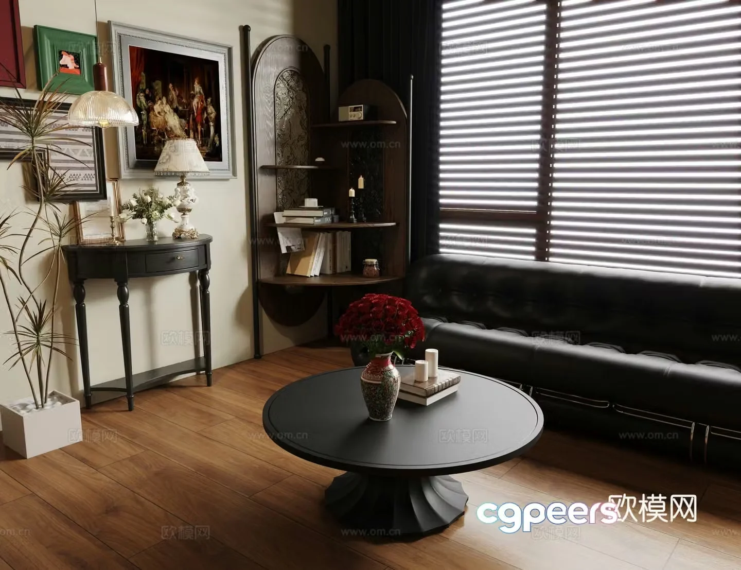 Medium style retro living room 3d model