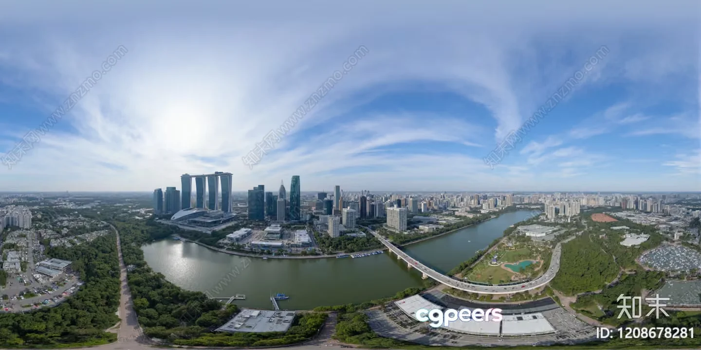 Aerial View Of A City With A River 3D Model – 297 – VRAY Render