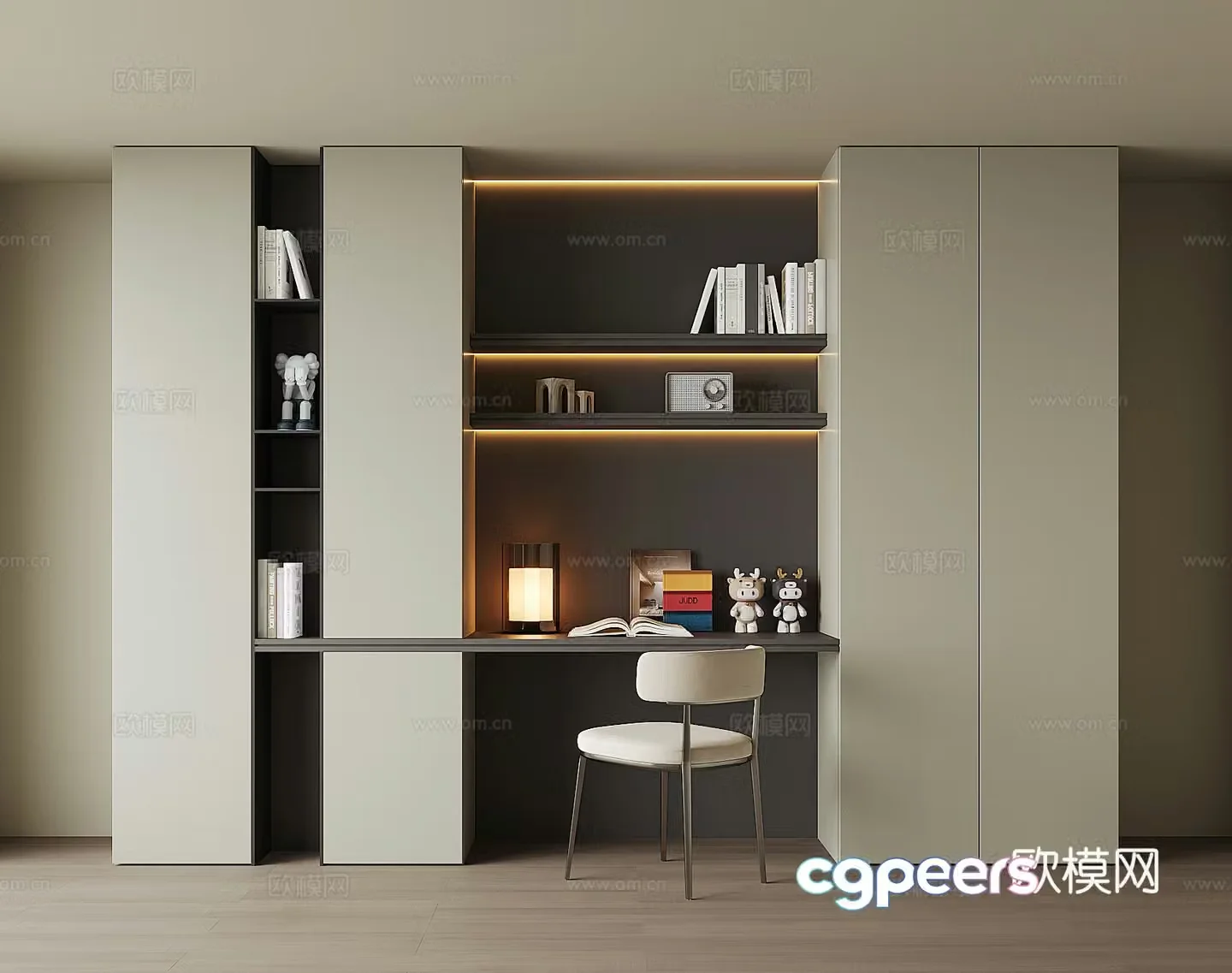 Modern desk integrated cabinet 3d model
