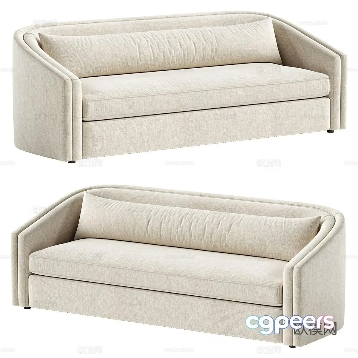 New Chinese Brielle Fabric Sofa 3D Model