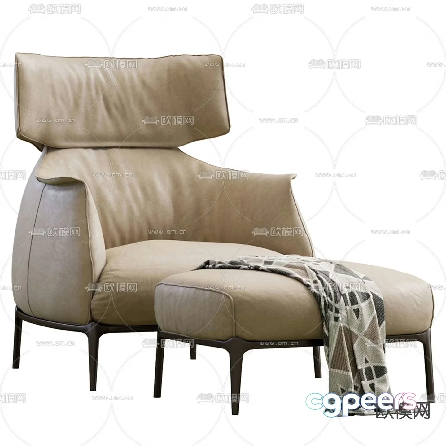 Poltrona Frau leather chair lounge chair 3d model