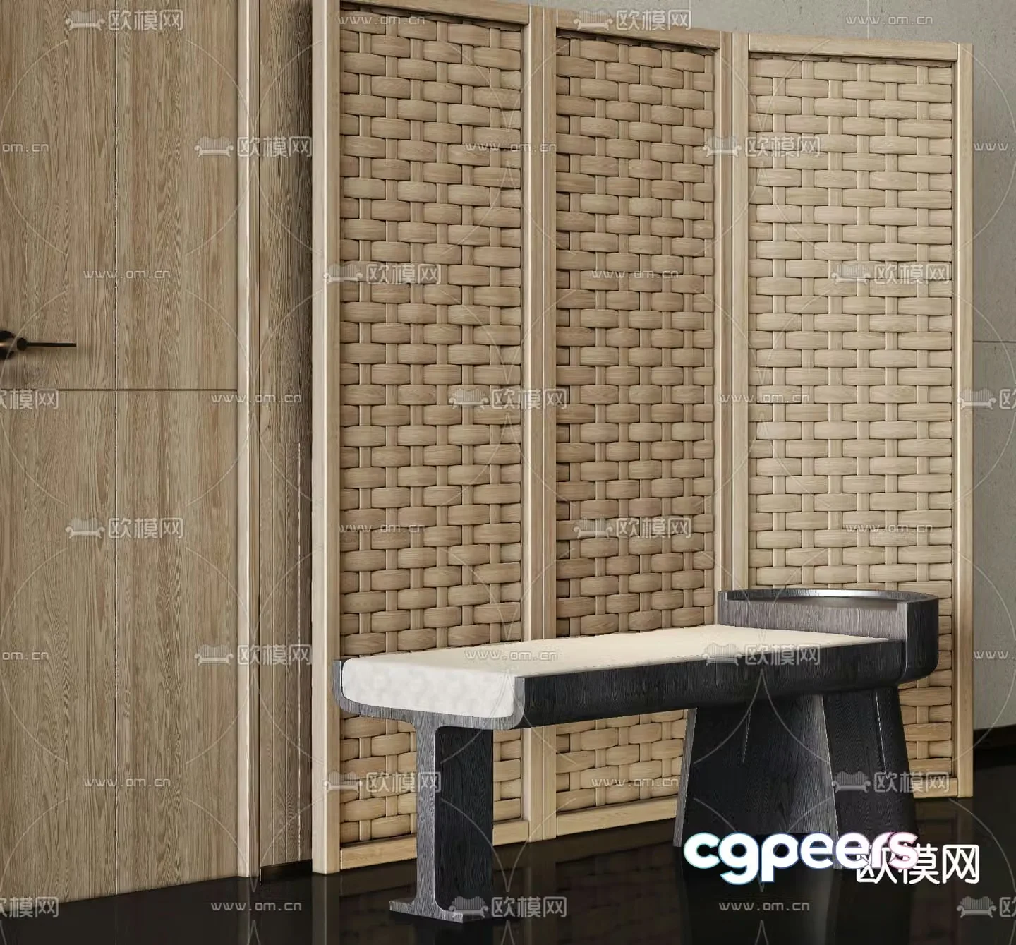 Wabi-sabi style solid wood bench bench stool 3d model