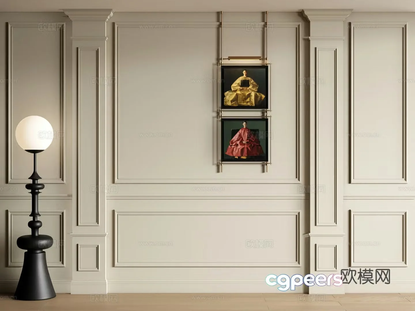 French wainscoting wainscoting wainscoting plaster line background wall 3d model