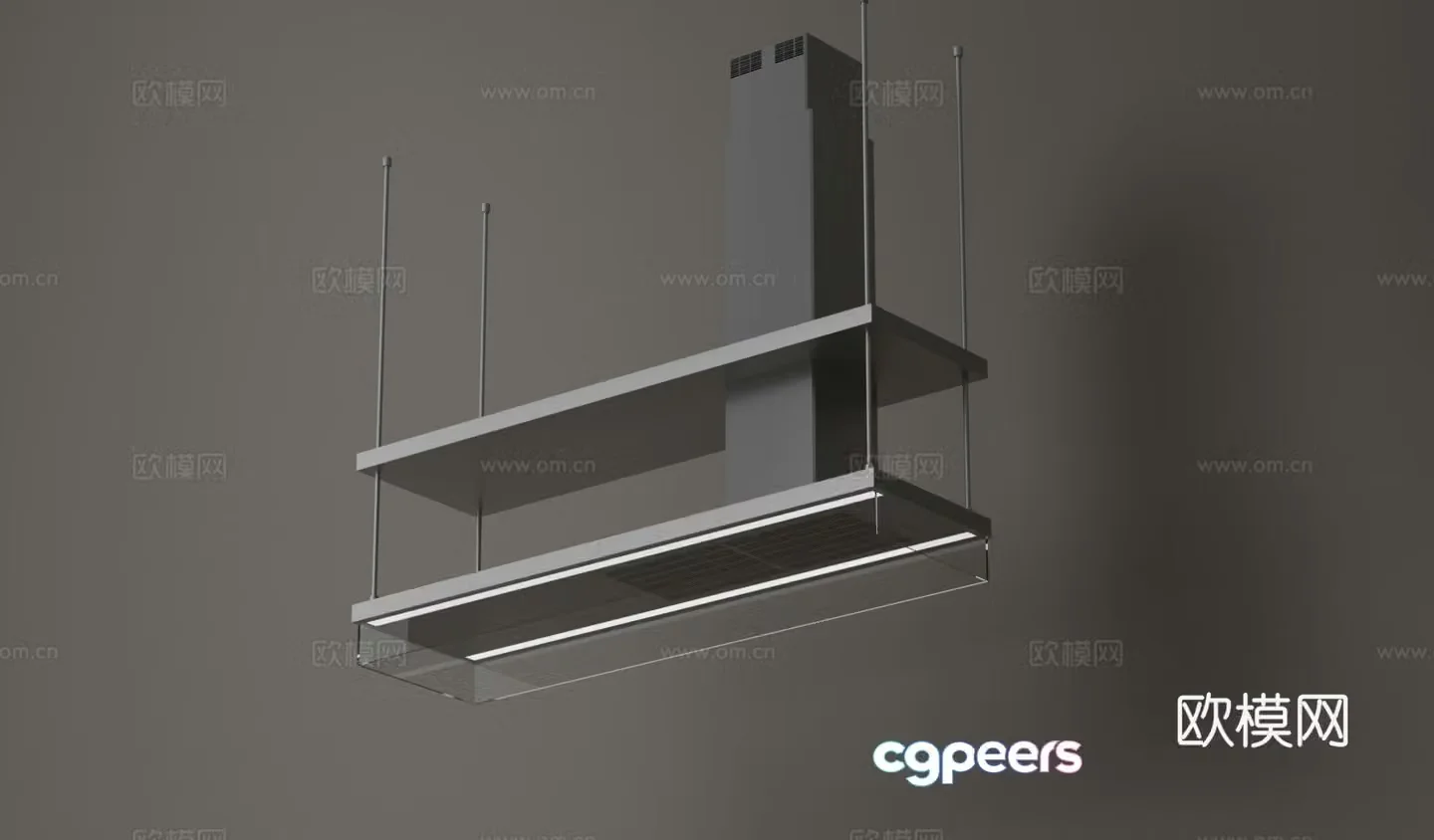 Double-layer island hanger hood 3D model