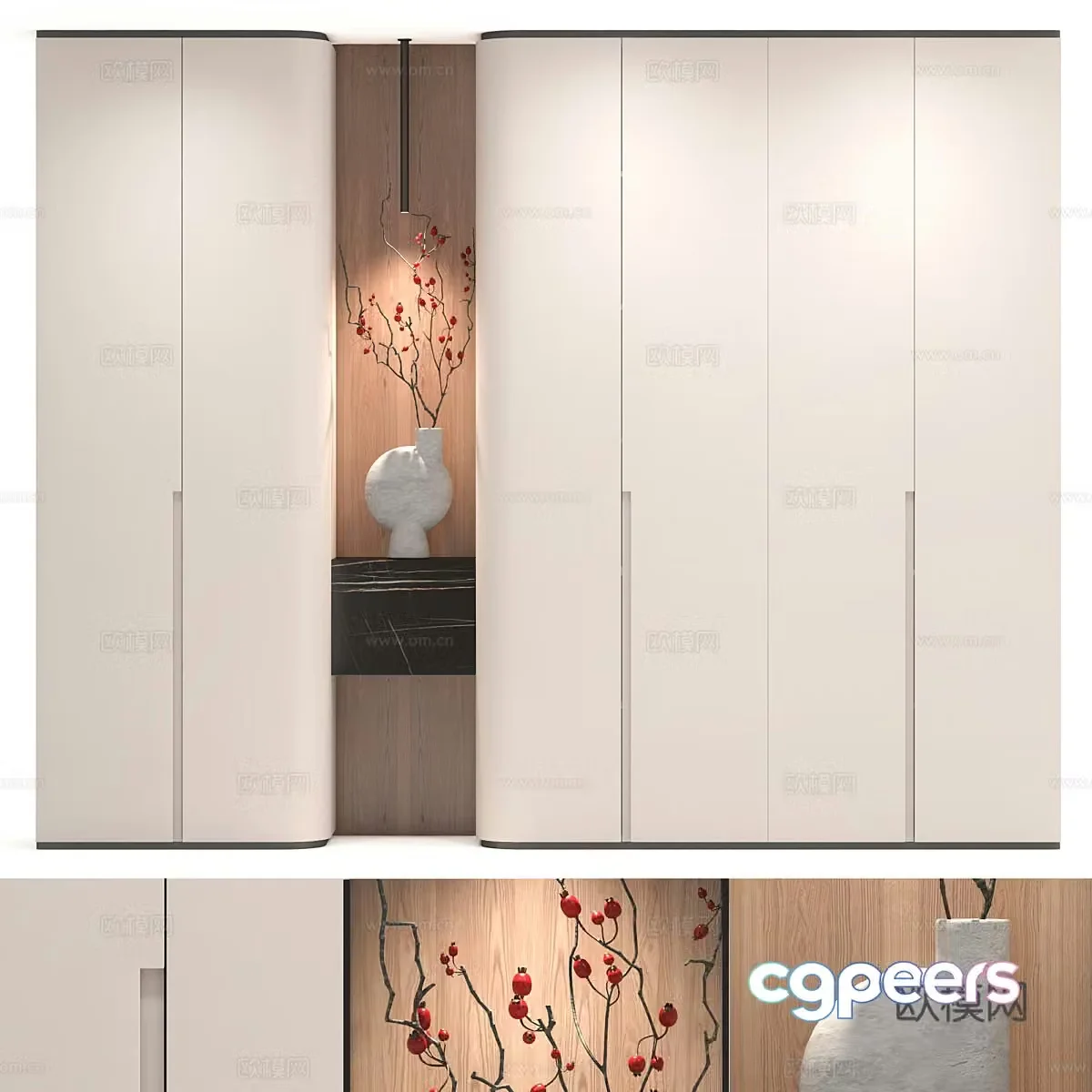 New Chinese style entrance shoe cabinet 3D model