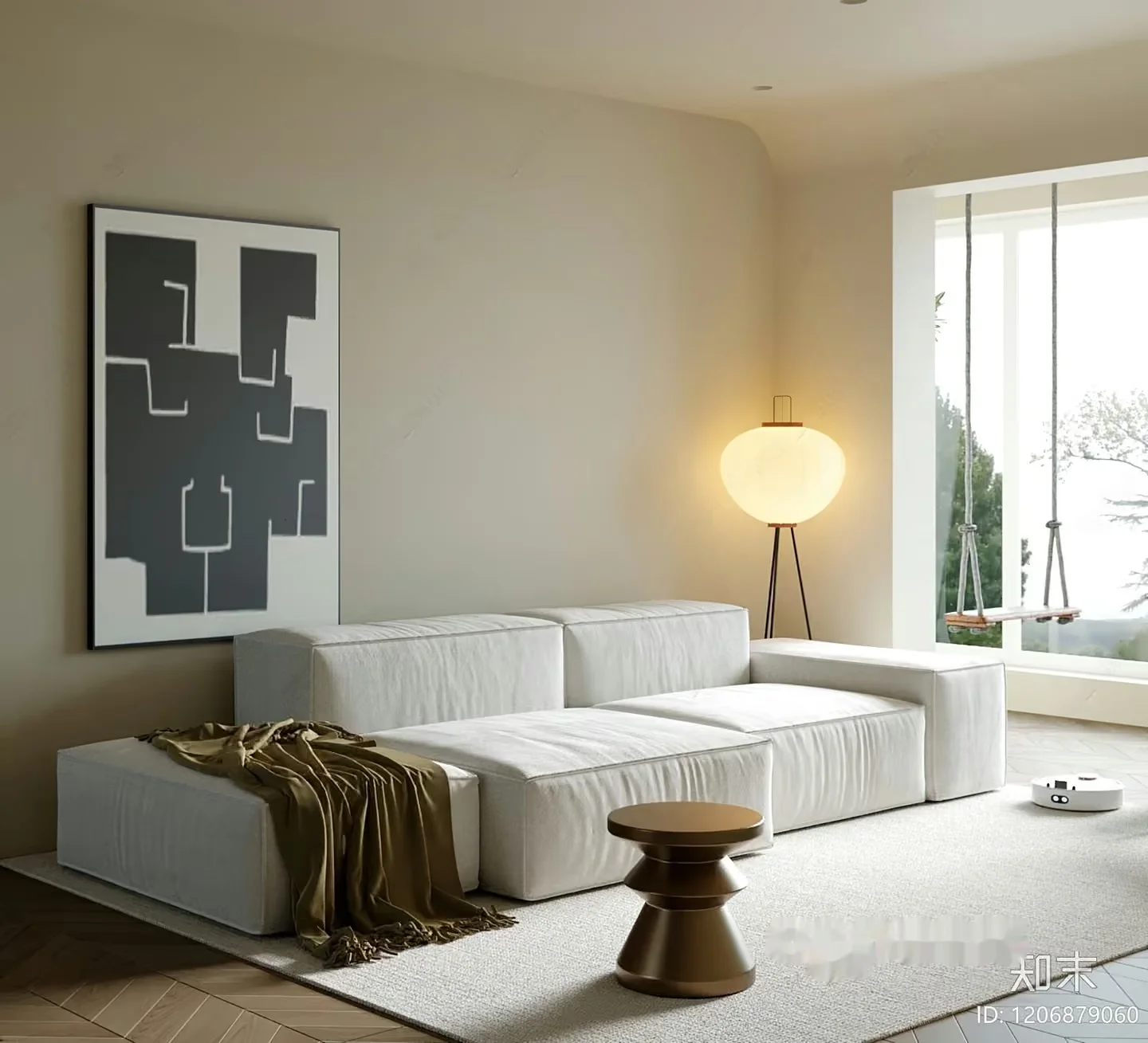 Modern Minimalist Living Room 3D Model – 1081 – VRAY Render