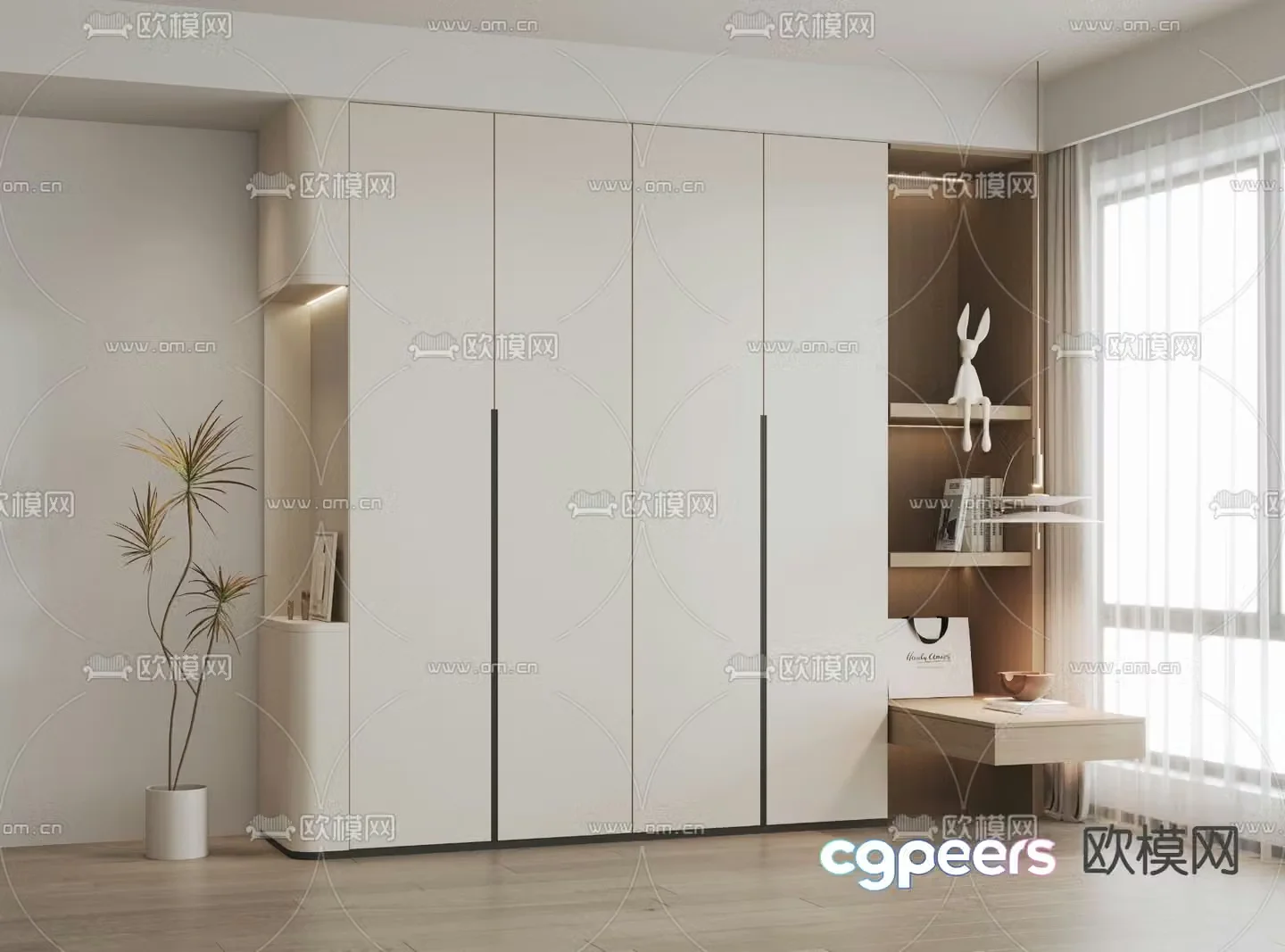 Modern wardrobe integrated cabinet 3d model