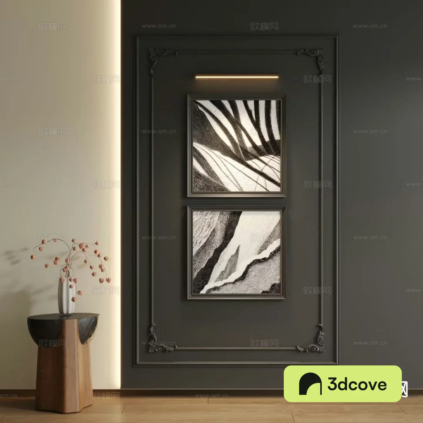Medieval style decorative painting hanging painting black and white painting