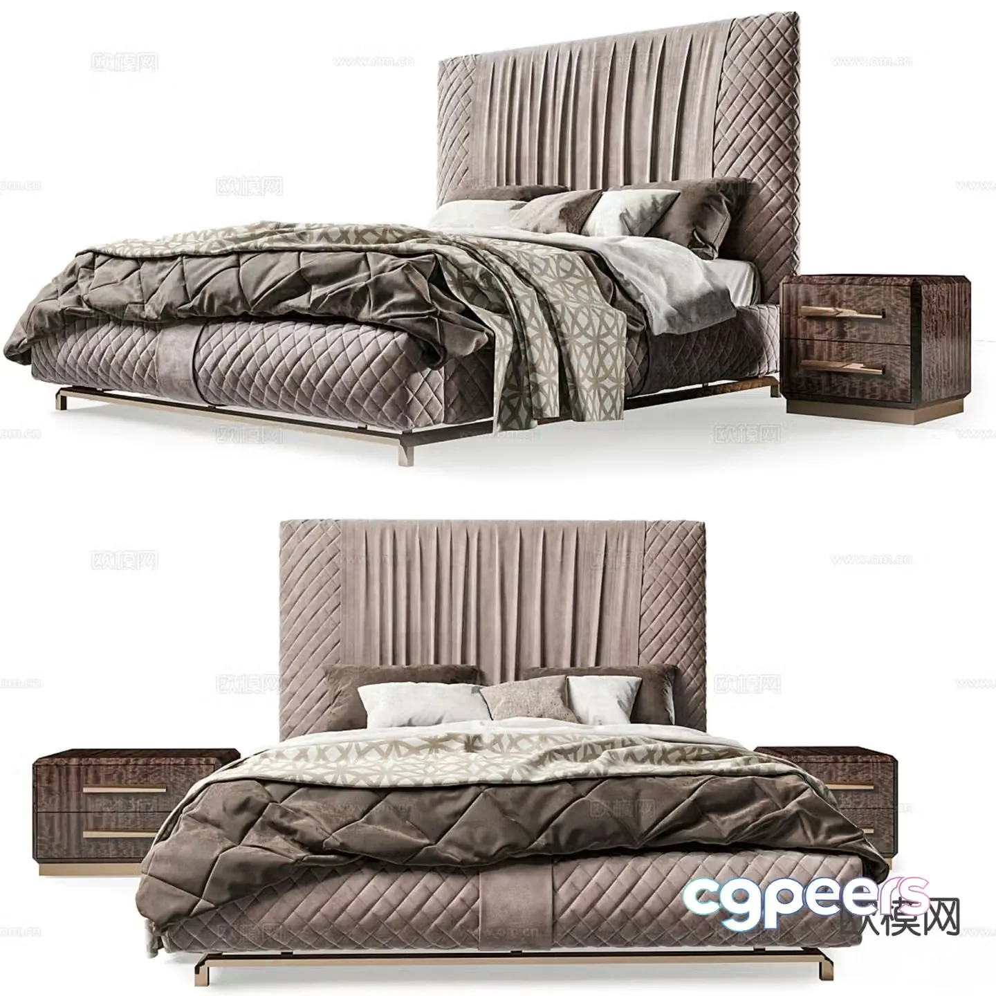 Italian double bed 3d model