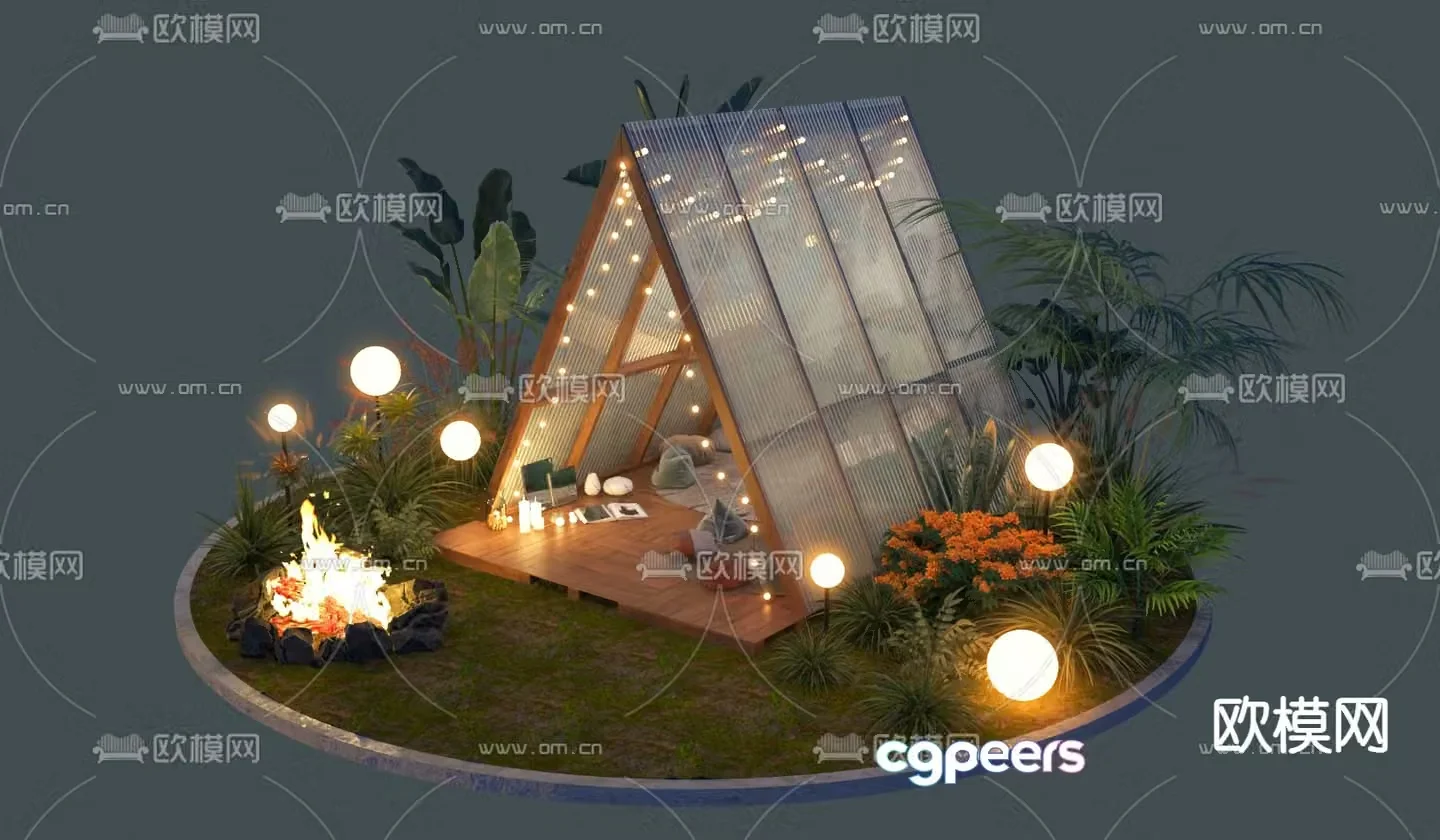 Outdoor campsite camping tent 3d model