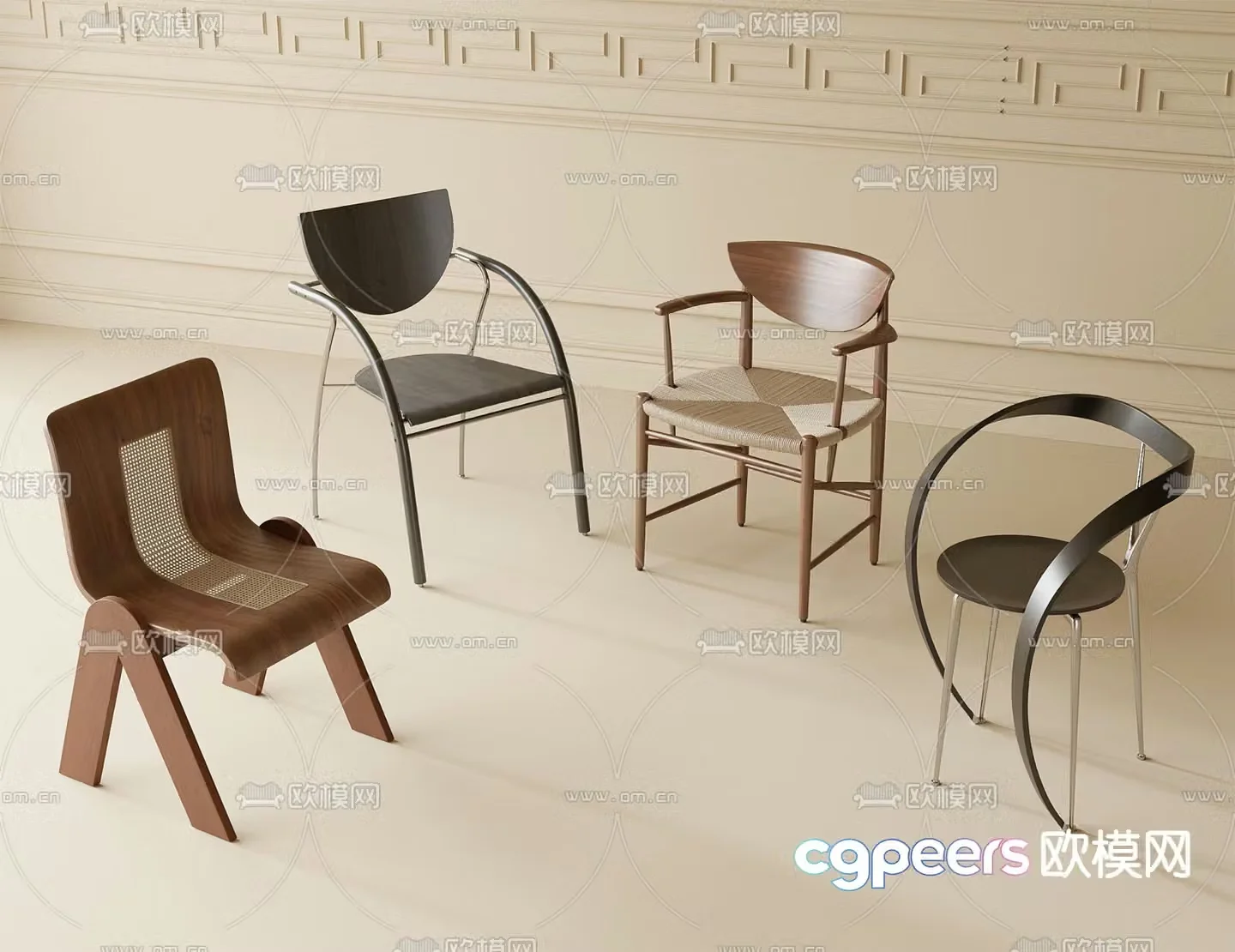 Medieval style dining chair single chair leisure chair 3d model