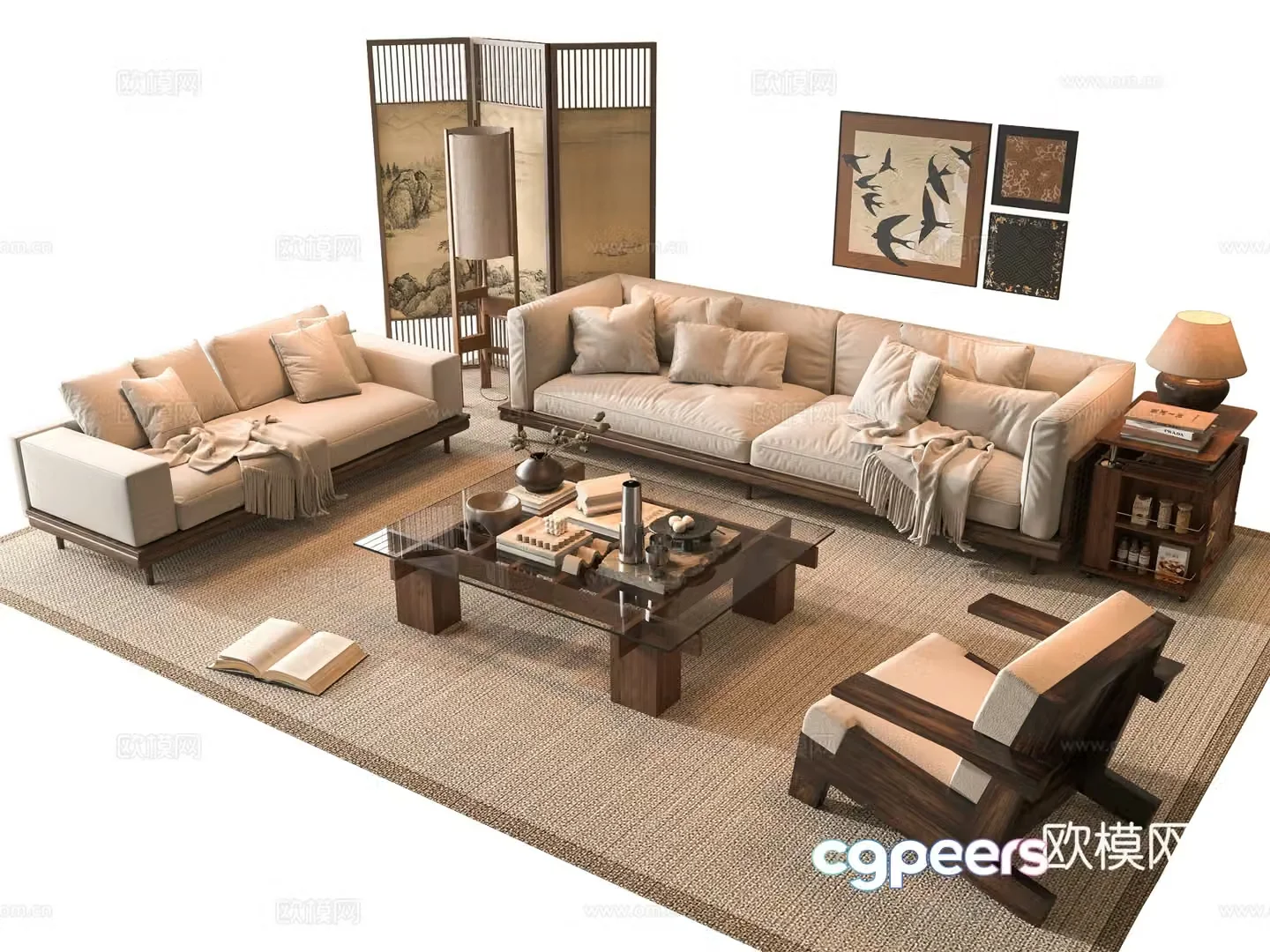 Middle-aged sofa combination 3D model