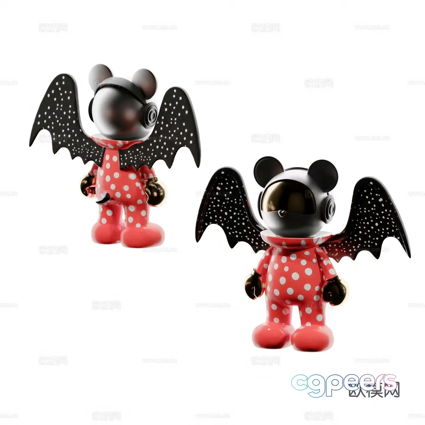 Modern Little Demon Astronaut Doll Trendy Sculpture Ornaments 3D Model