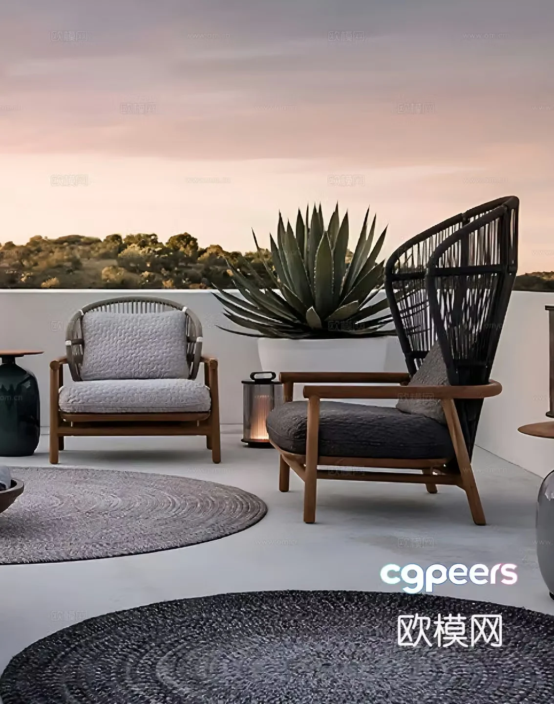 Modern outdoor chairs Outdoor leisure chairs Outdoor recliner 3d model