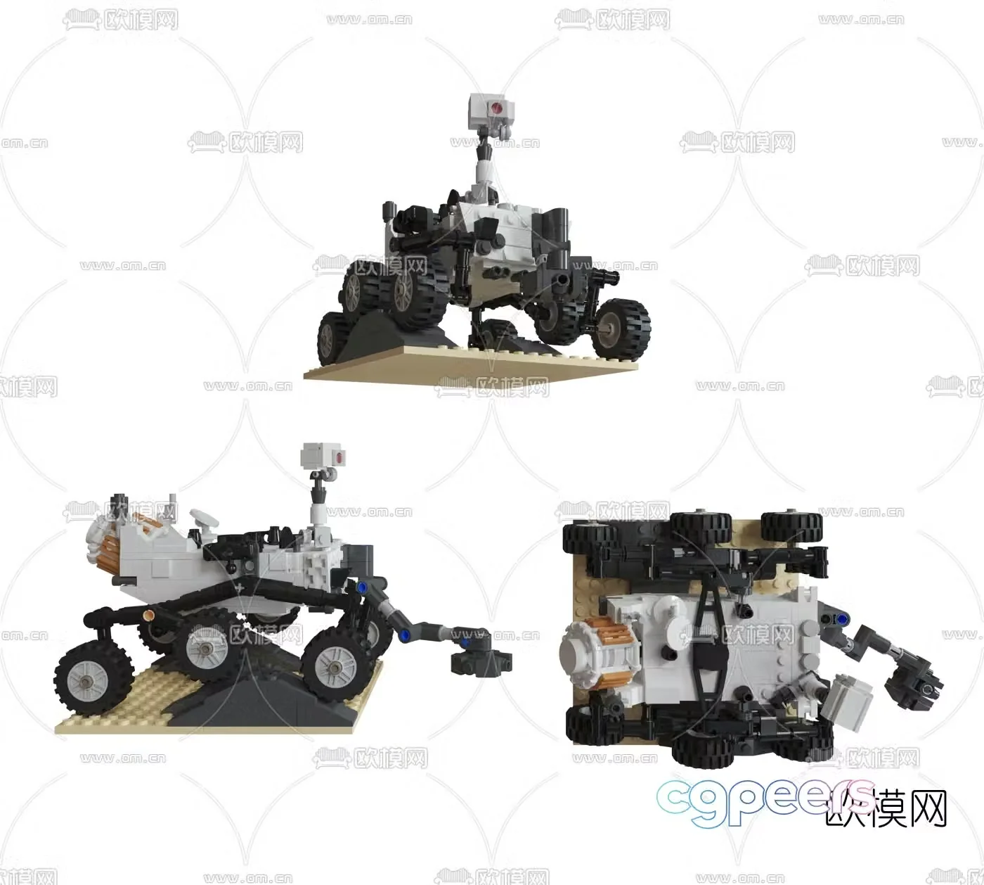 Modern planet exploration rover toy 3d model