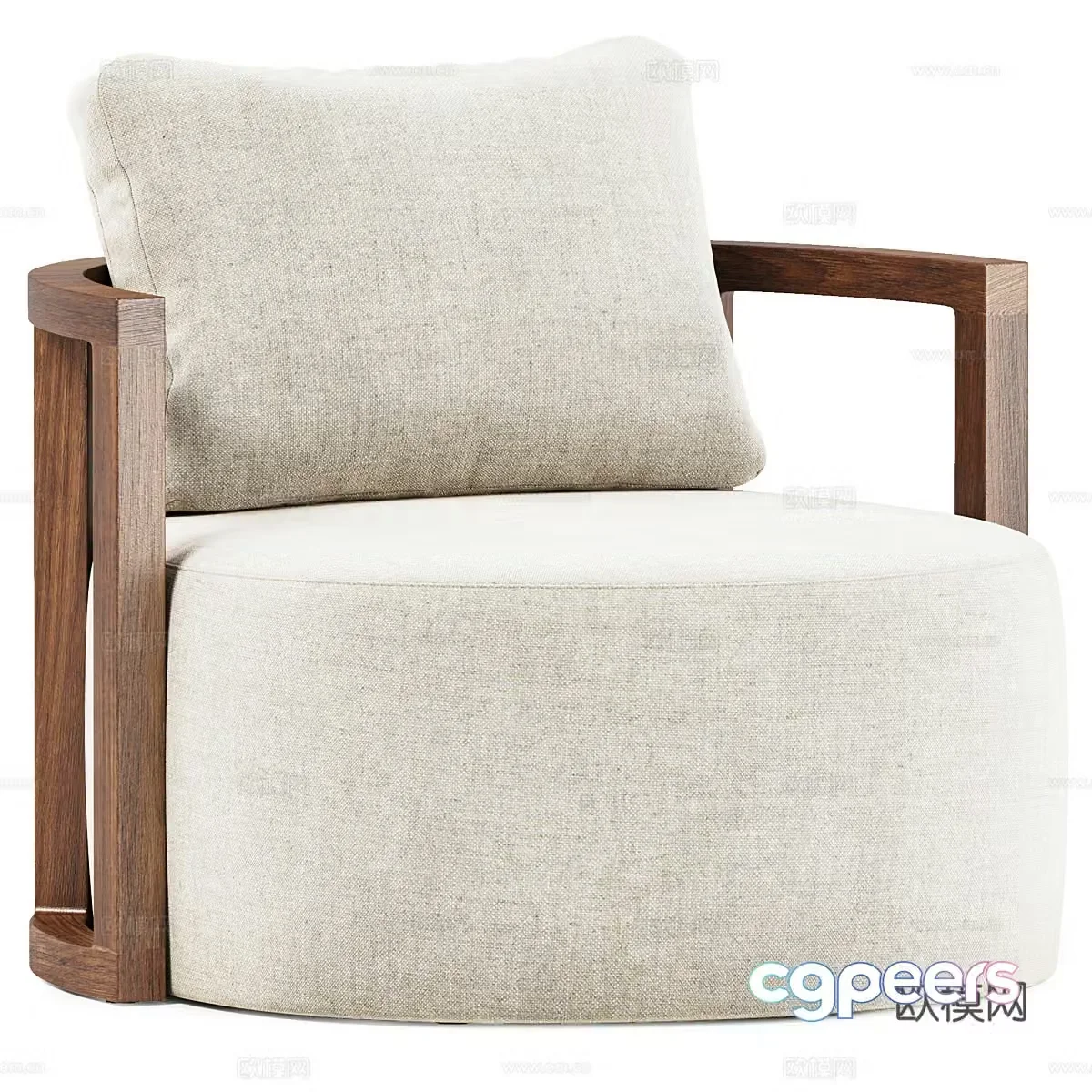 New Chinese style fabric sofa chair 3D model