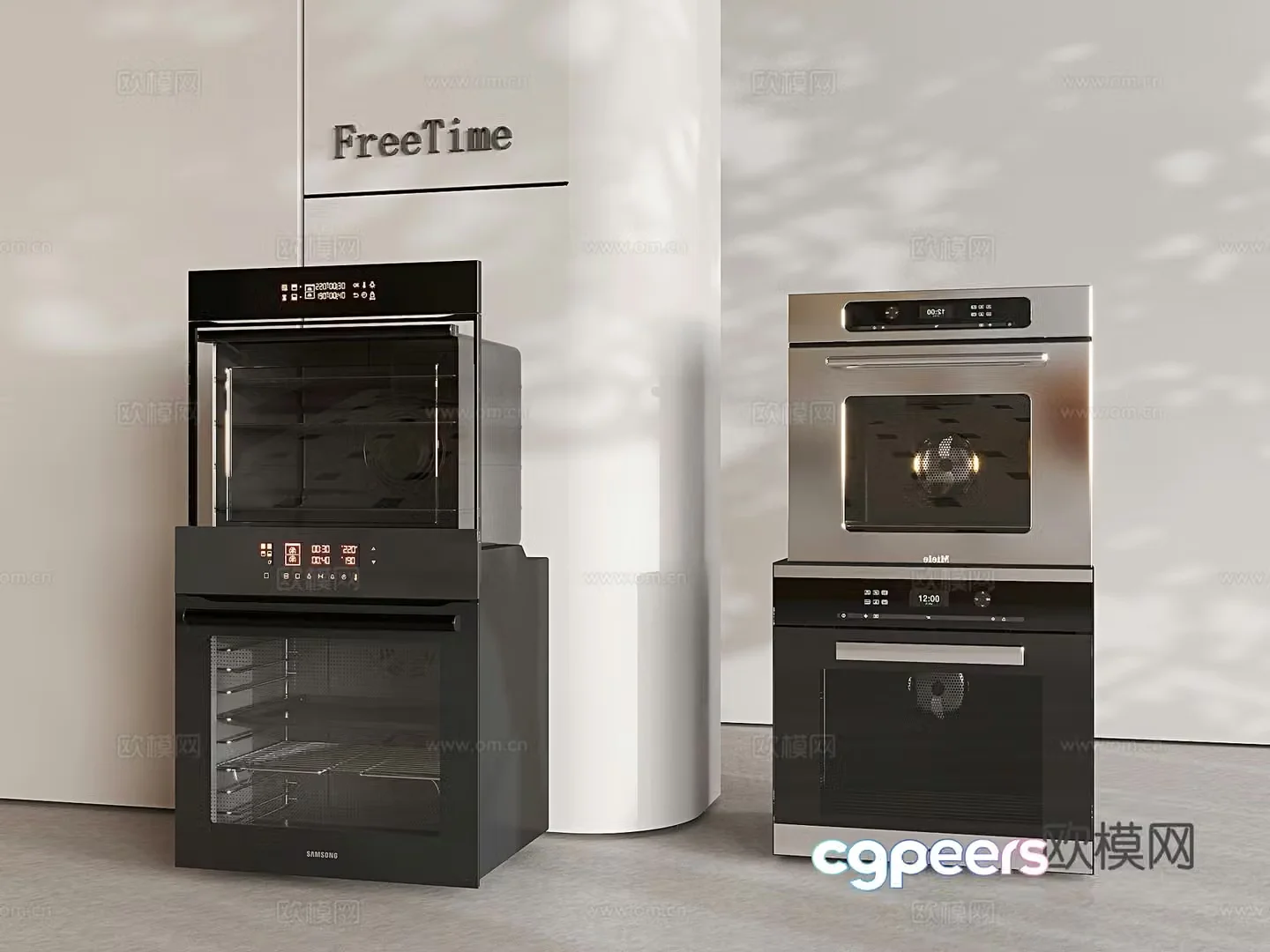 Modern built-in oven steamer kitchen appliance steaming and baking integrated 3D model