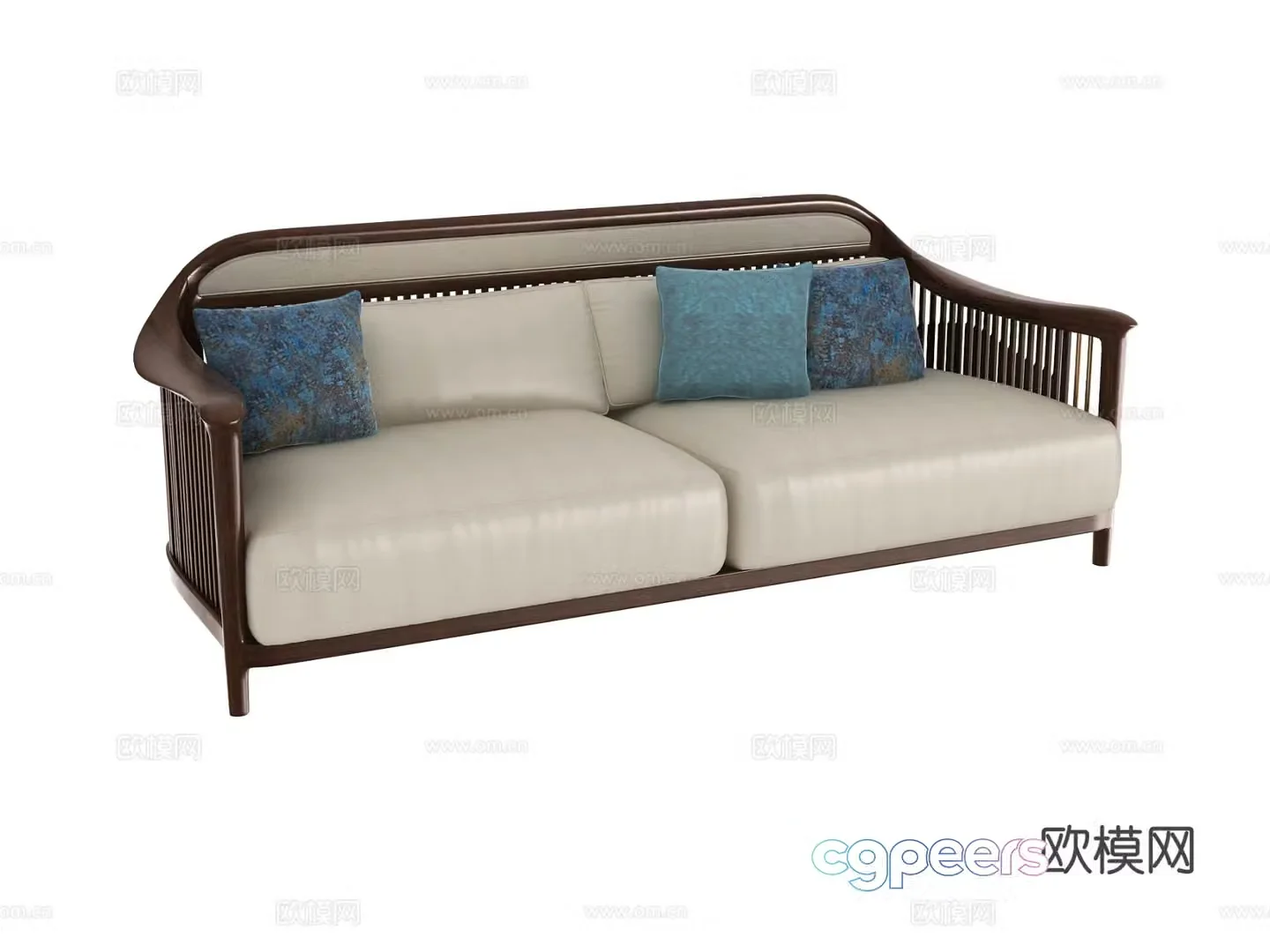 New Chinese style double sofa 3d model