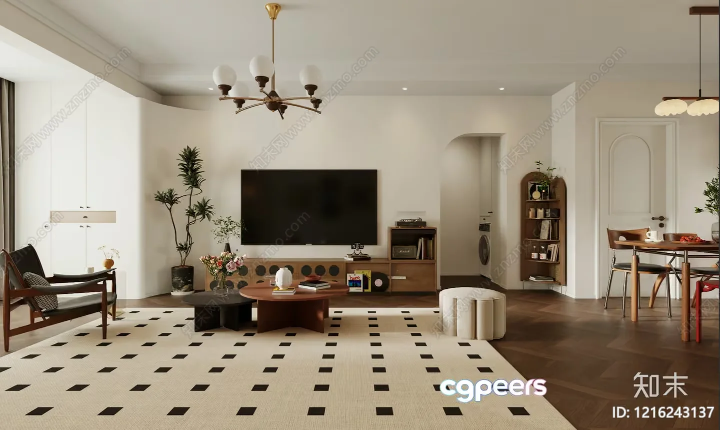 Modern Living Room 3D Model – 15633 – VRAY Render