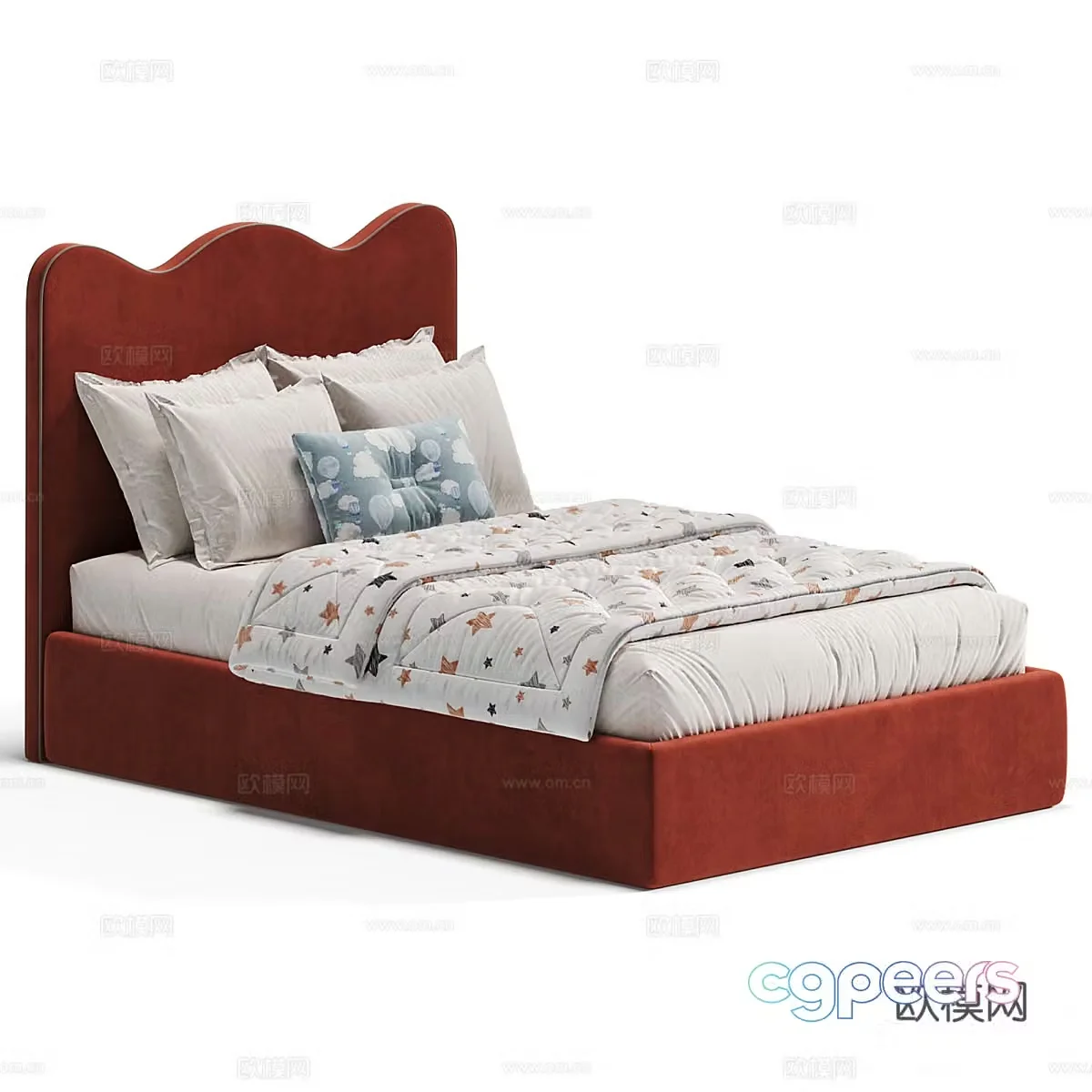 New Chinese style fabric children’s bed 3D model
