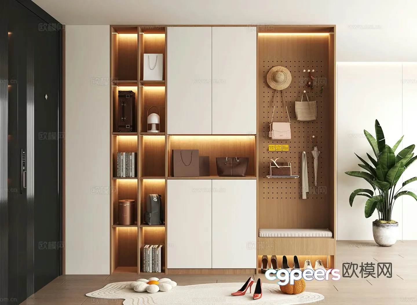 Shoe cabinet design shoe cabinet partition shoe cabinet porch shoe cabinet shoe cabinet rendering 3D model