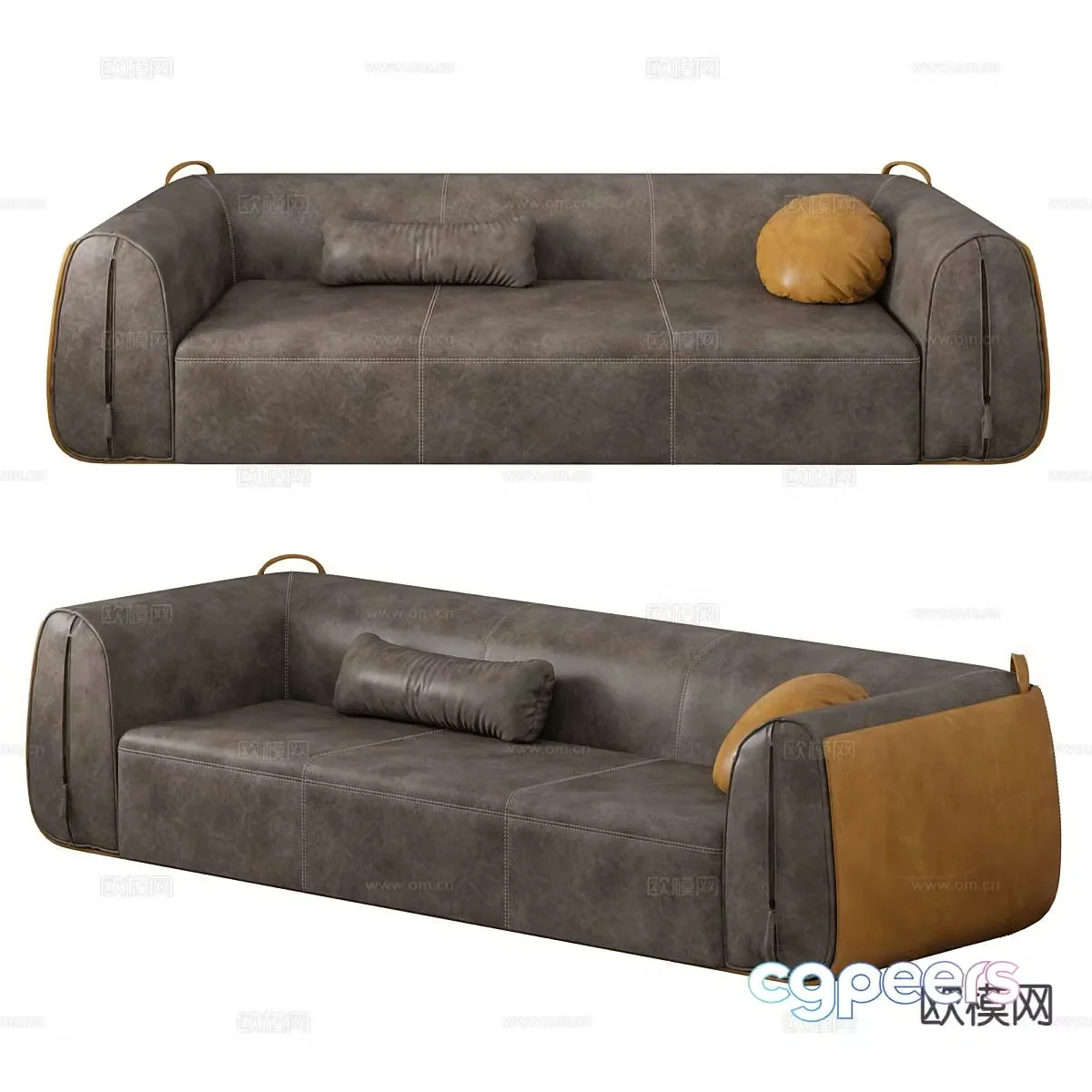 Simple three-person sofa 3D model