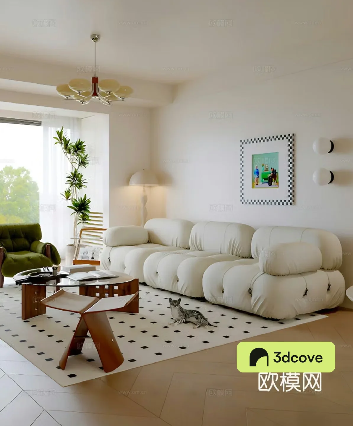 Cream minimalist home living room