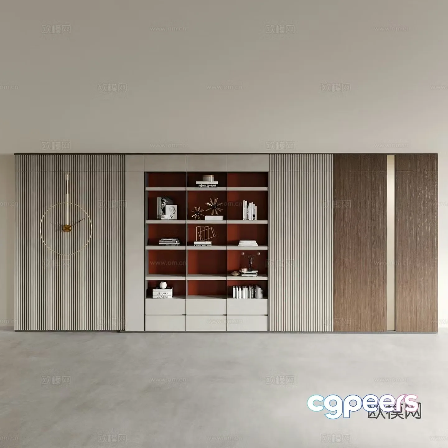 Modern bookshelf display cabinet 3d model