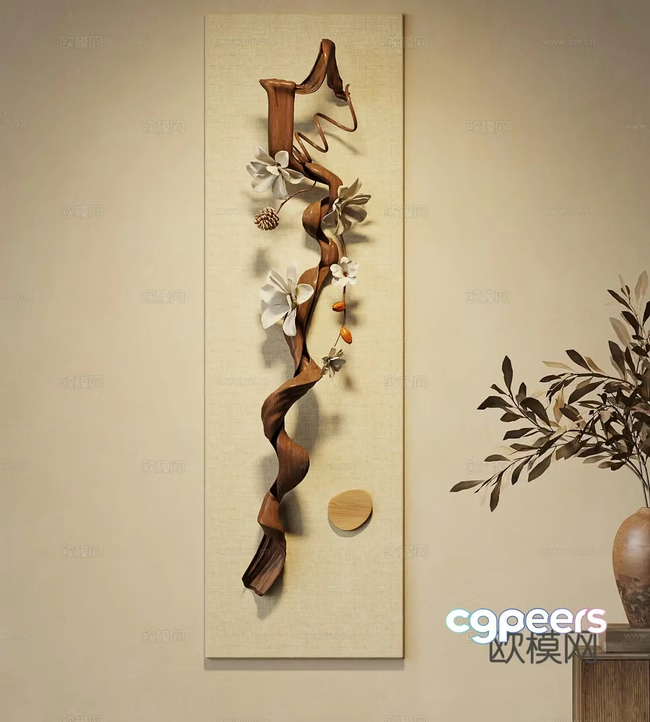 04 wall decoration new Chinese style wall decoration end view cabinet 3D model