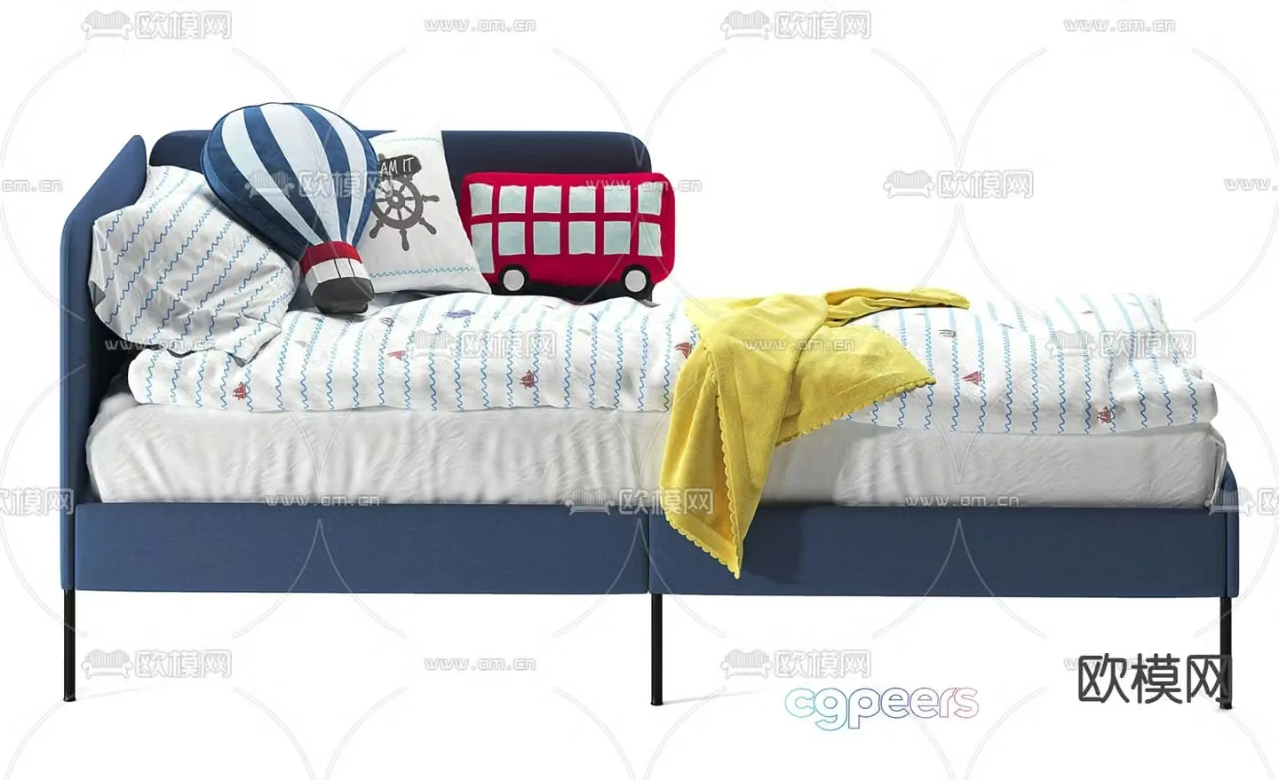Modern fabric children’s bed 3d model