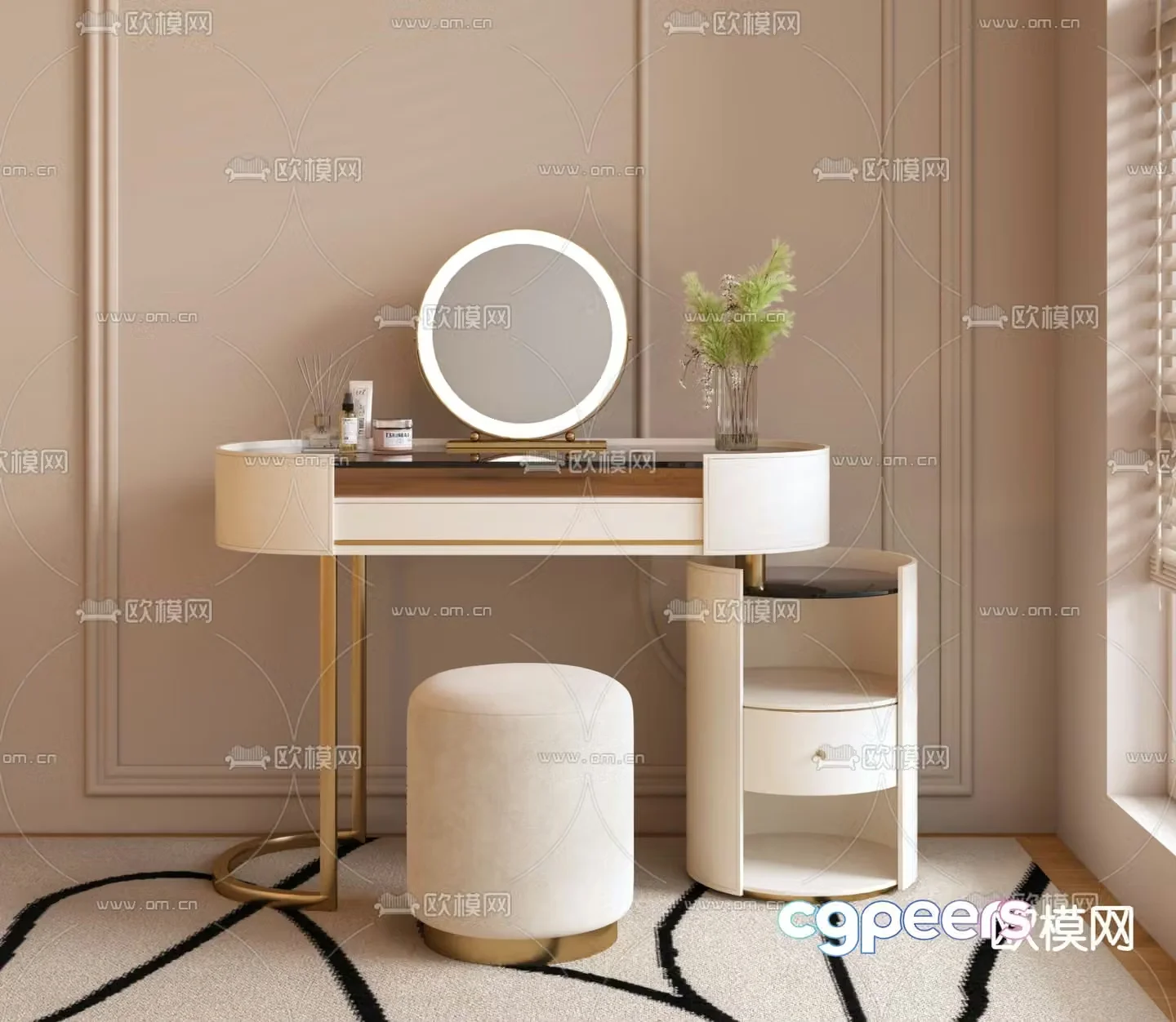 Cream style dresser 3d model