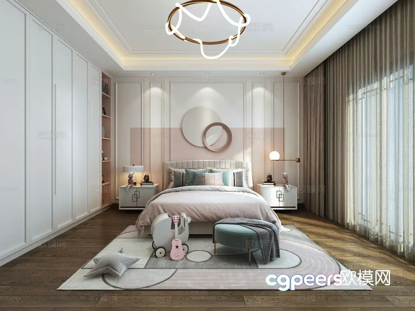Modern children’s room girl’s room 3d model