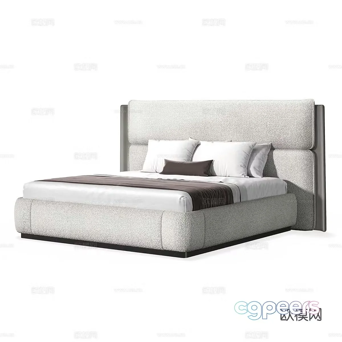 Modern minimalist double bed 3d model